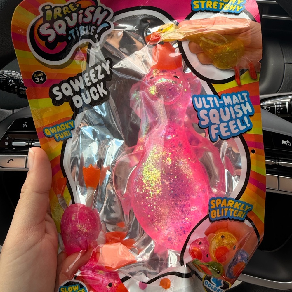 NEW Squeezy Duck Squishy Toy with Glitter